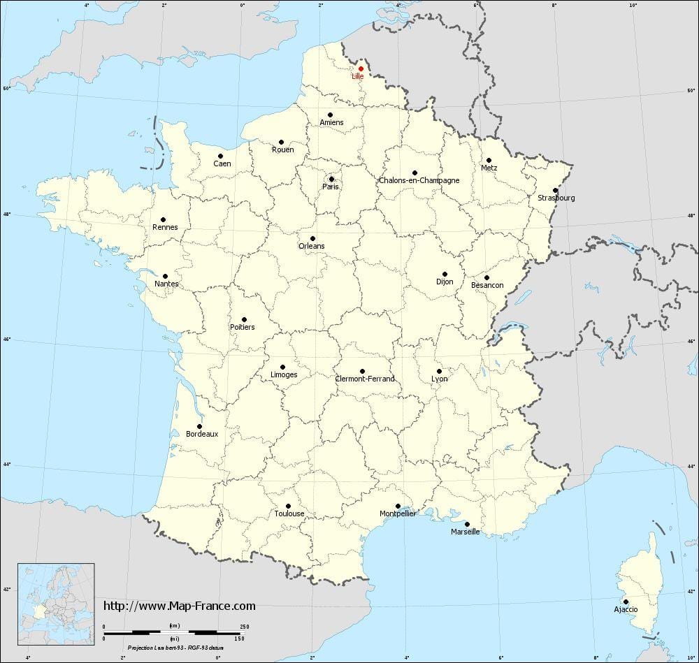 France_ regions. kgm องเมืองบนแผนที่